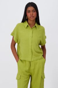 Camisa Crop Manga Corta Lino sold by Shasa