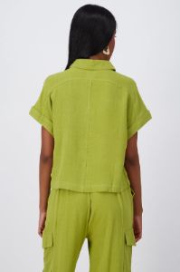 Camisa Crop Manga Corta Lino sold by Shasa