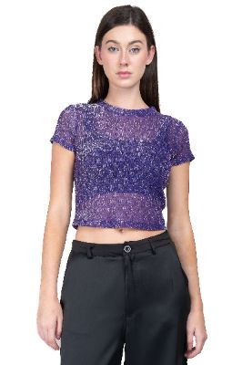 Top mesh brillos manga corta sold by Shasa