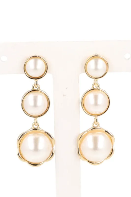 Aretes Triple Perla Metal sold by Shasa