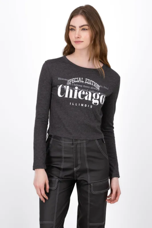 Playera Crop Manga Larga Chicago sold by Shasa