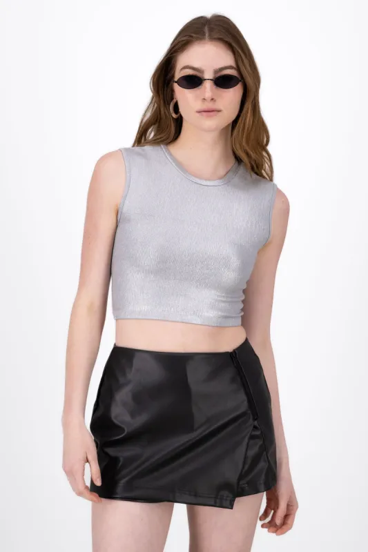 Top Metallico Manga Corta Y Espalda Abierta sold by Shasa