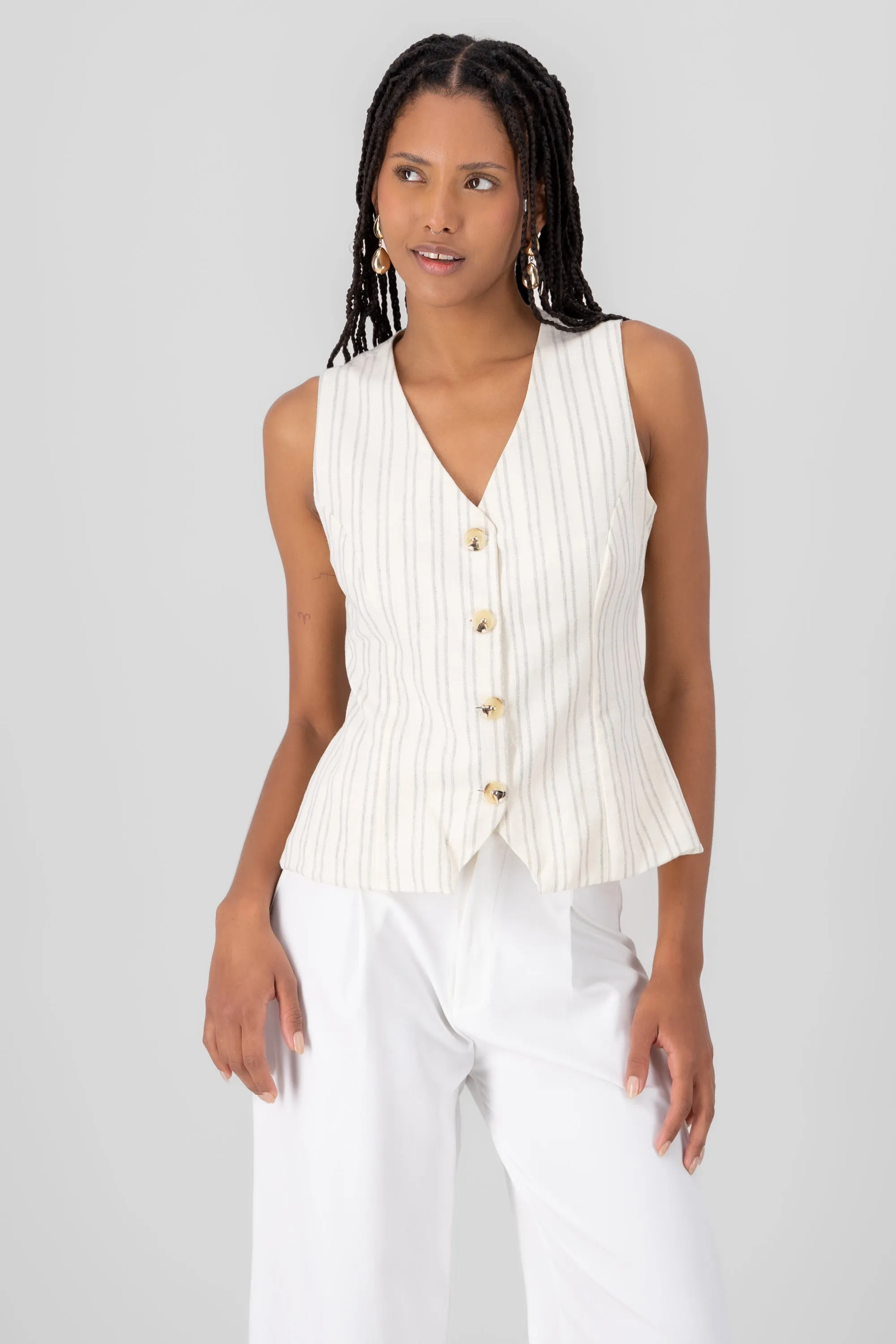 Chaleco sastre lino rayas largo Hypsters sold by Shasa