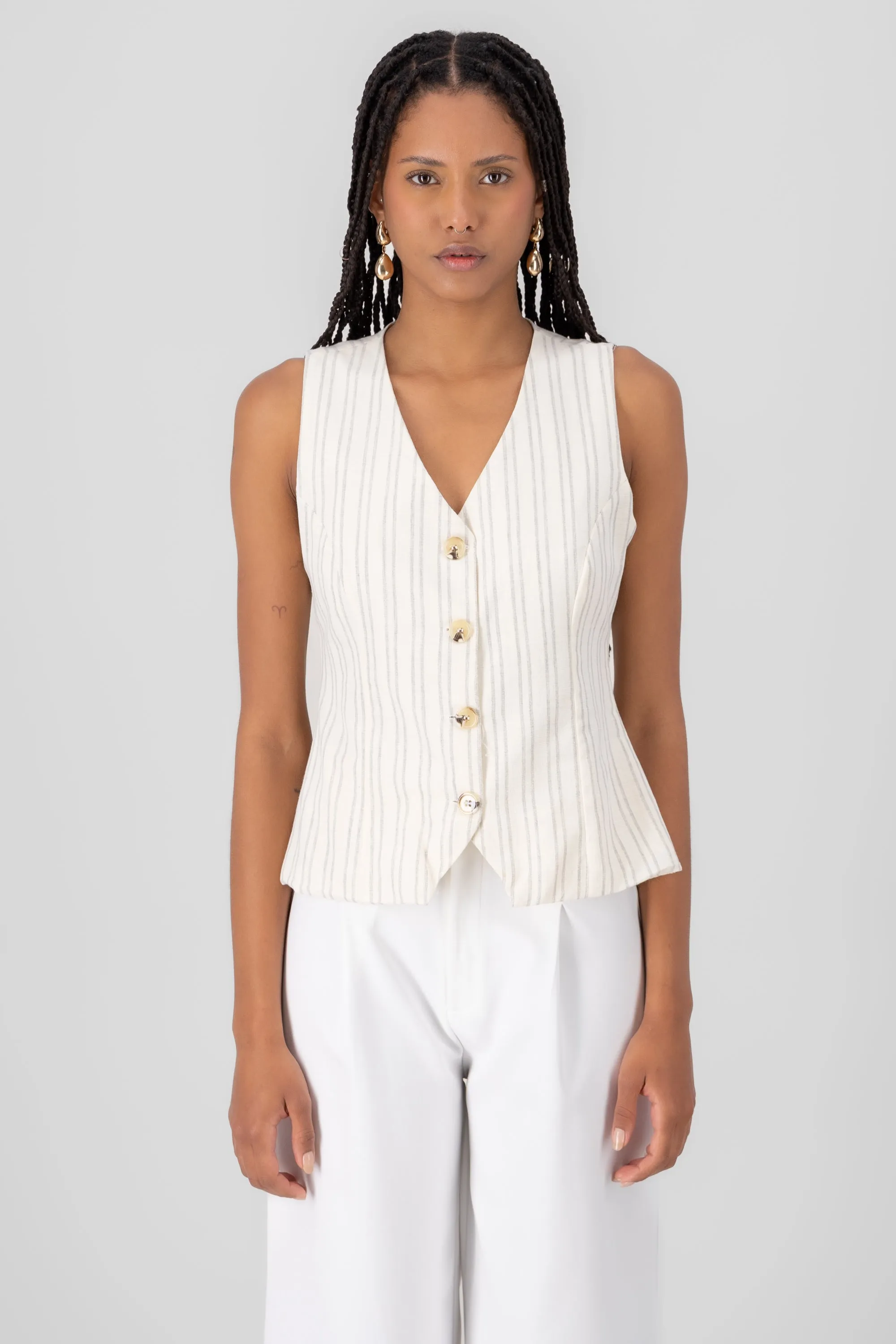 Chaleco sastre lino rayas largo Hypsters sold by Shasa product image thumbnail 2