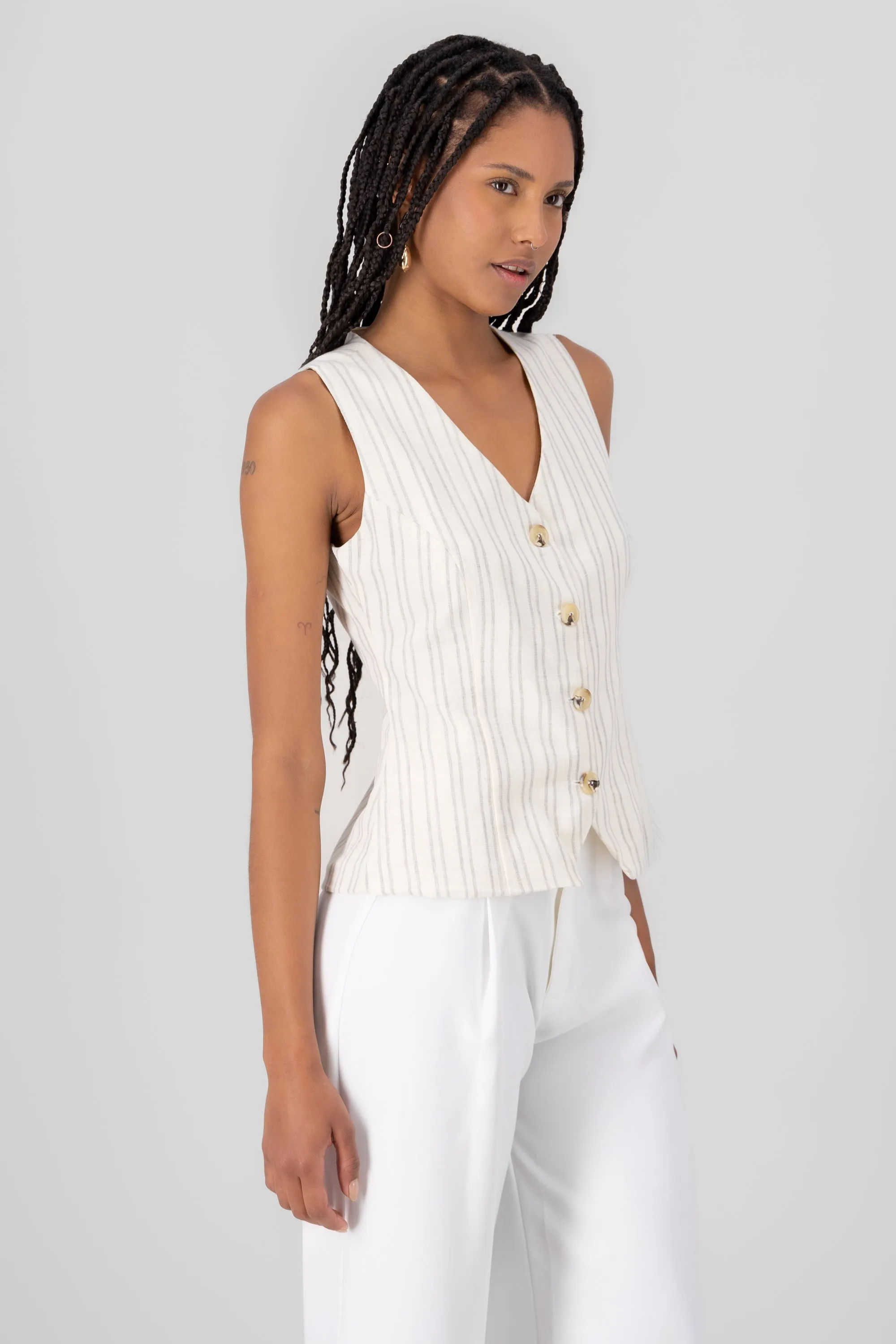 Chaleco sastre lino rayas largo Hypsters sold by Shasa product image thumbnail 3