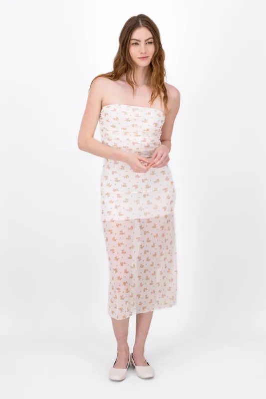 Vestido Midi Mesh Drapeado Flores sold by Shasa