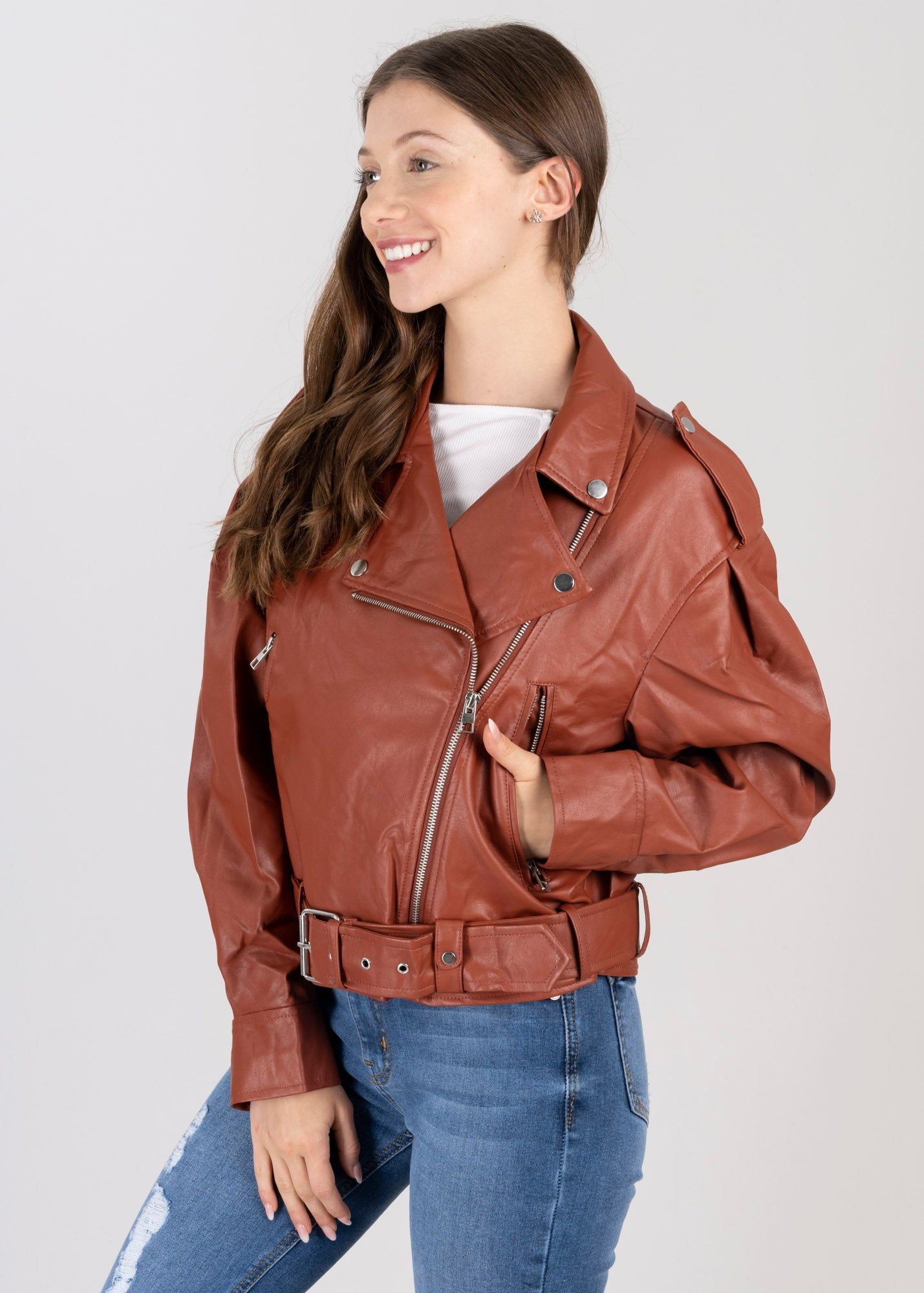 Chamarra biker efecto piel cierre cruzado sold by Shasa product image thumbnail 3