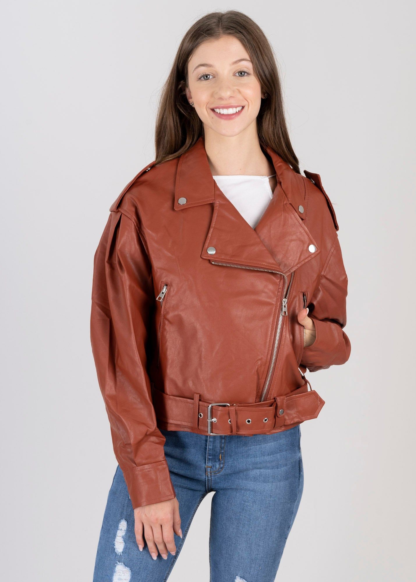 Chamarra biker efecto piel cierre cruzado sold by Shasa product image thumbnail 2