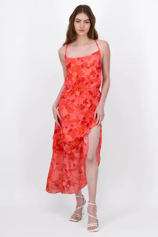 Vestido Maxi Con Estampado De Flores Y Olanes sold by Shasa