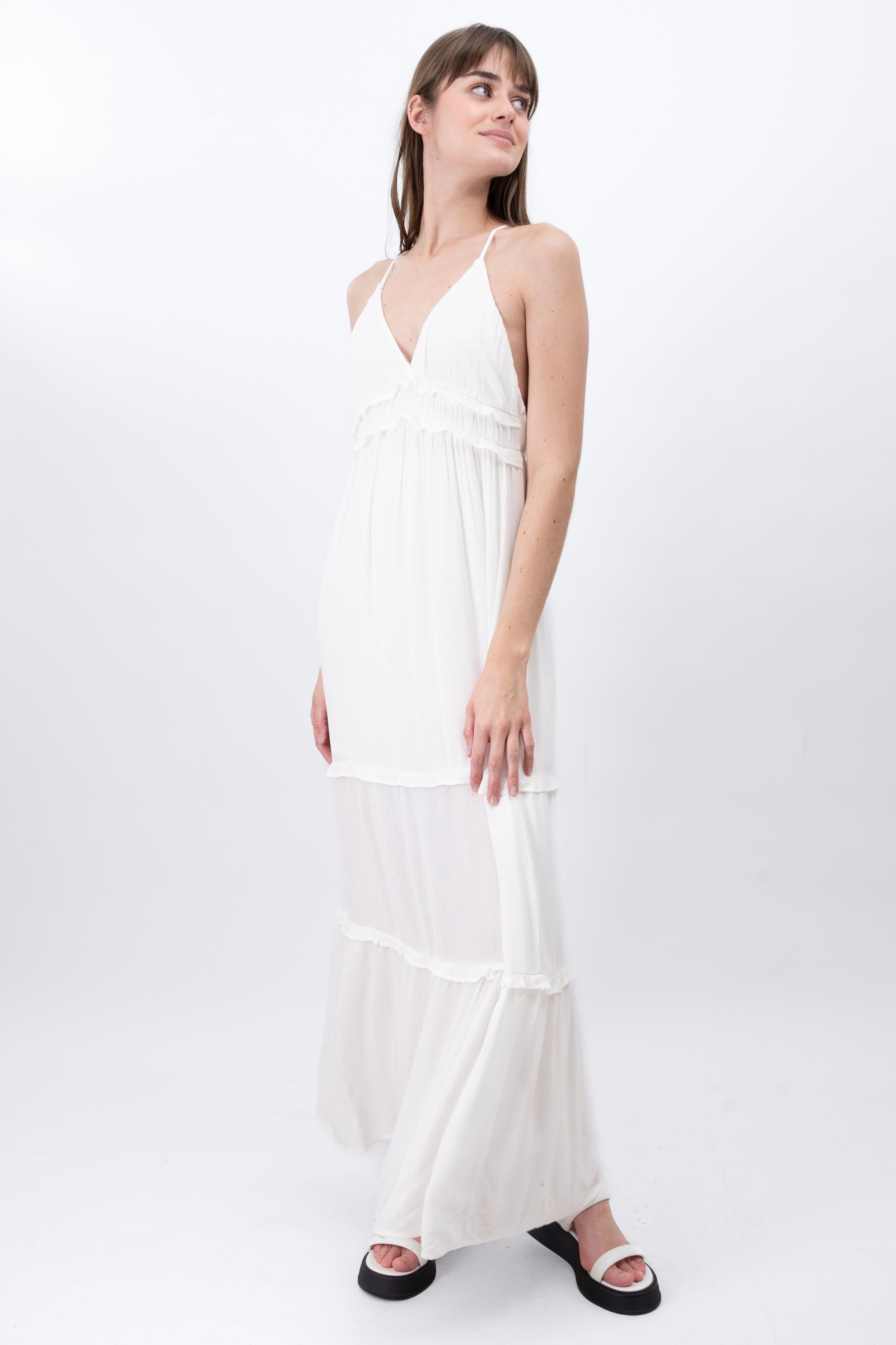 Vestido maxi con detalle de olan sold by Shasa