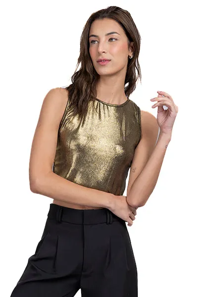 Top metálico cuello redondo sold by Shasa