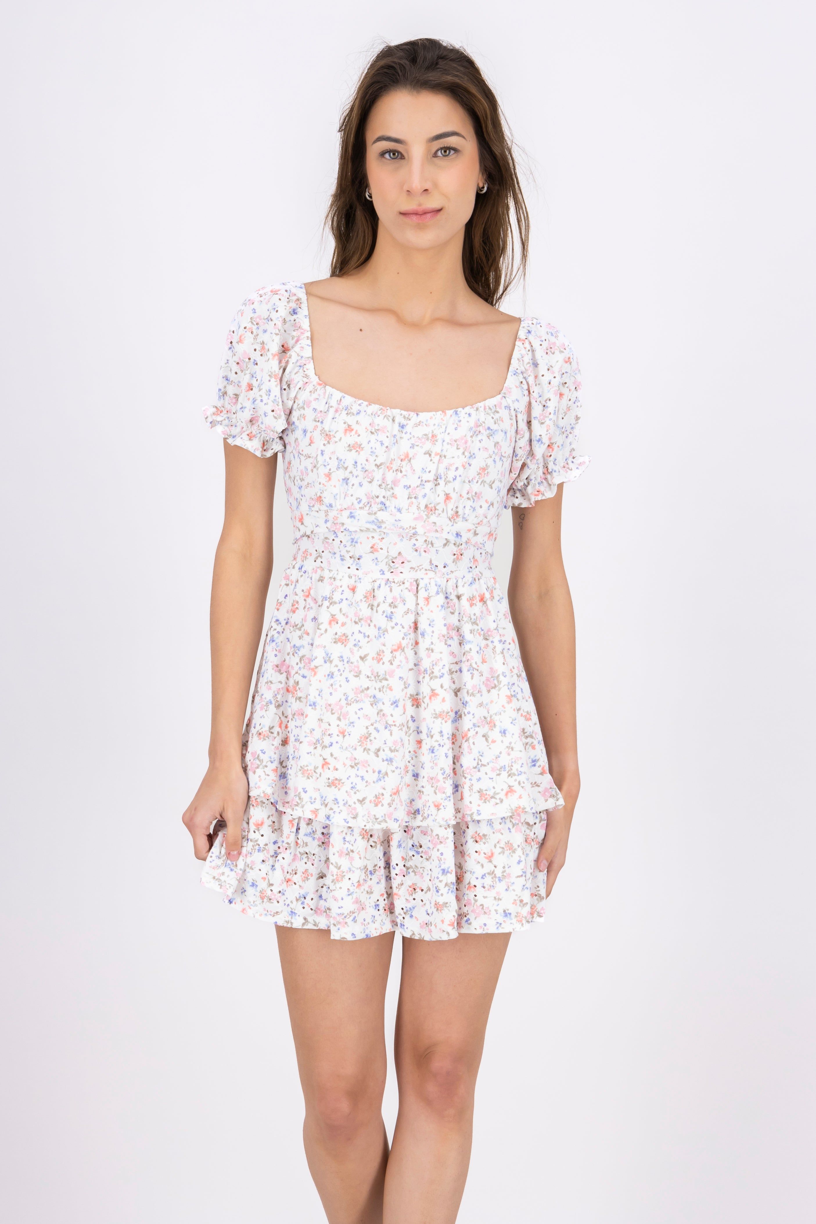 Vestido mini manga corta flores sold by Shasa product image thumbnail 2