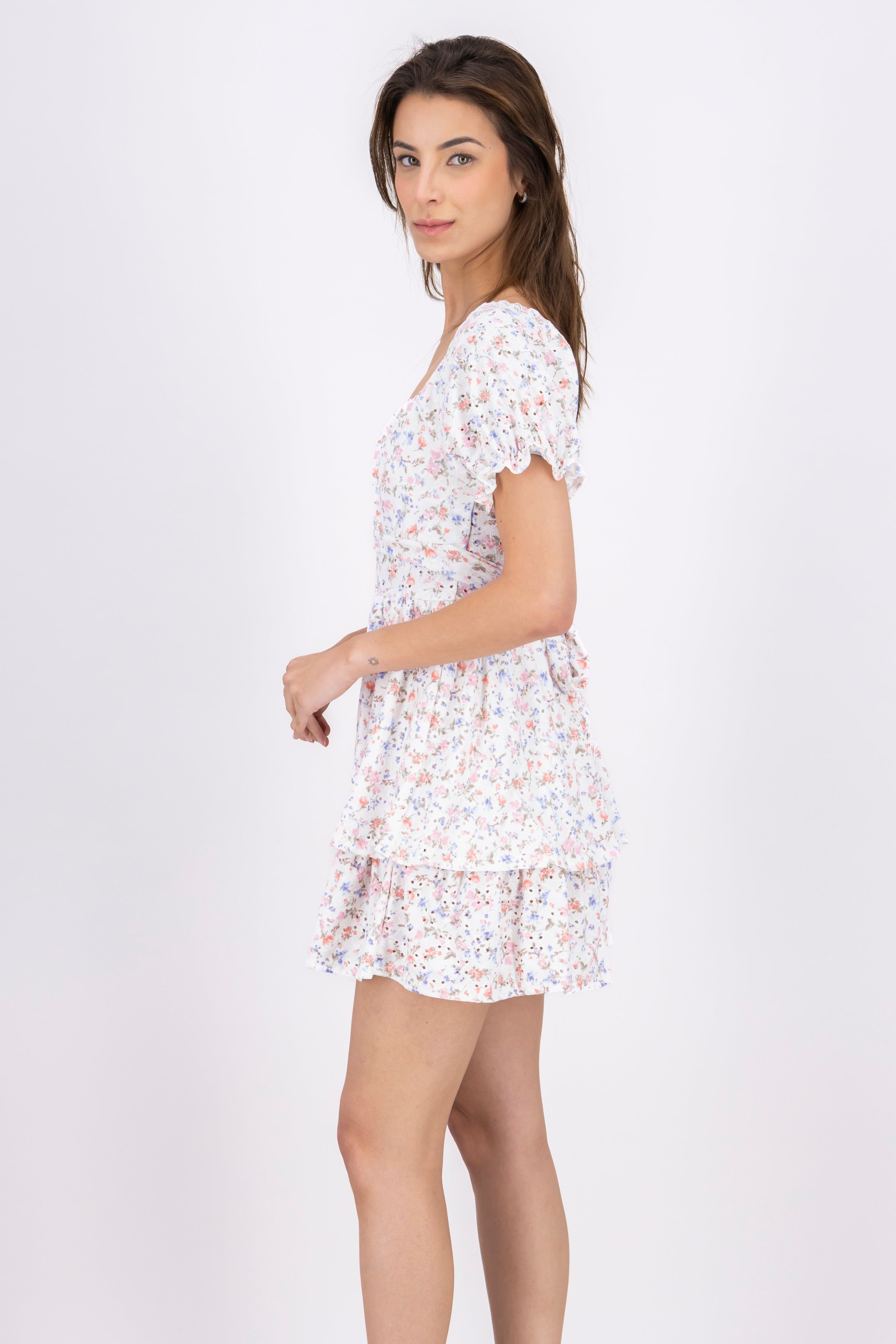 Vestido mini manga corta flores sold by Shasa product image thumbnail 3