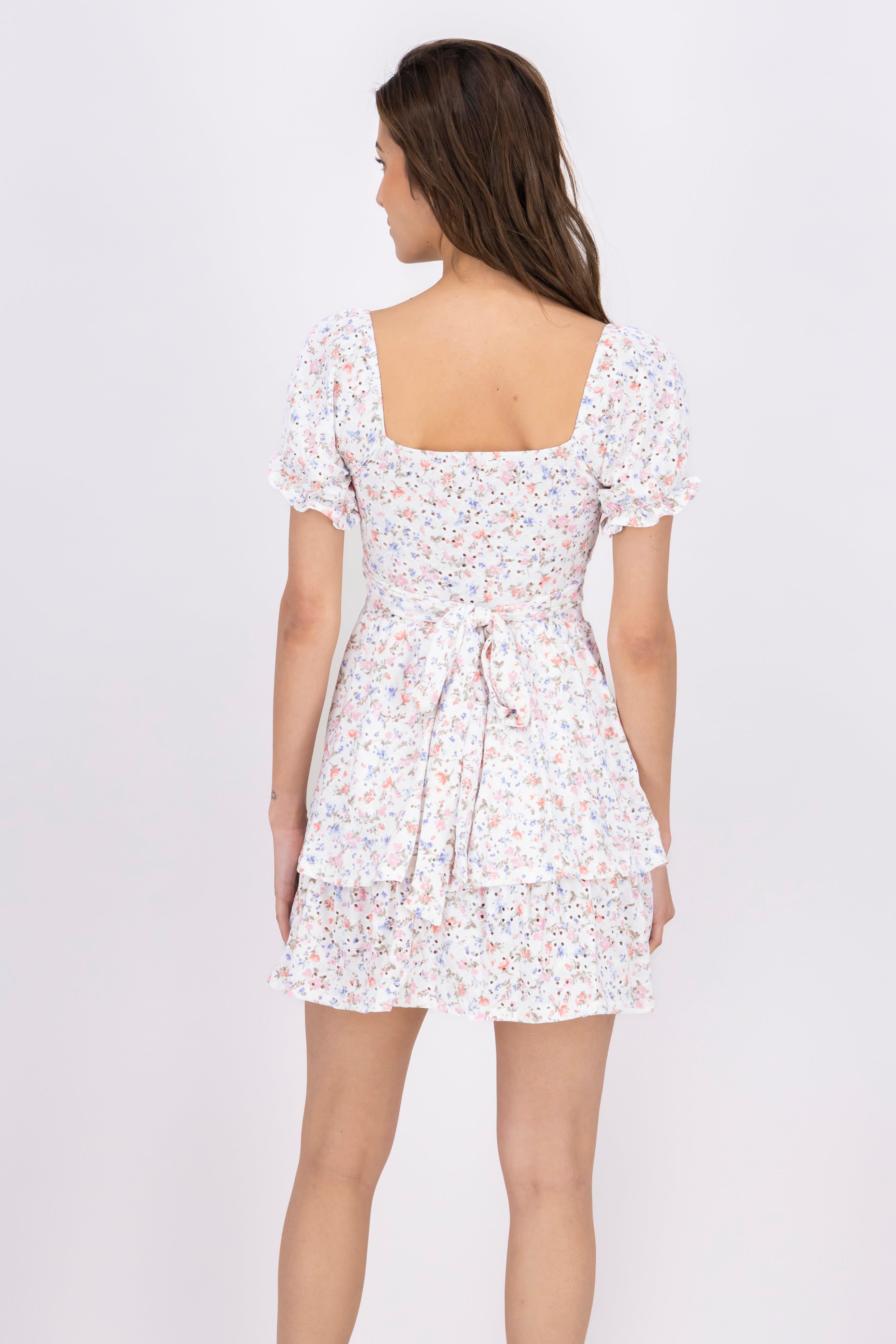 Vestido mini manga corta flores sold by Shasa product image thumbnail 4