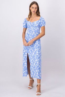 Vestido maxi abertura flores sold by Shasa