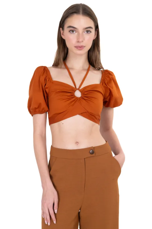 Crop Top Halter Manga Corta Globo sold by Shasa