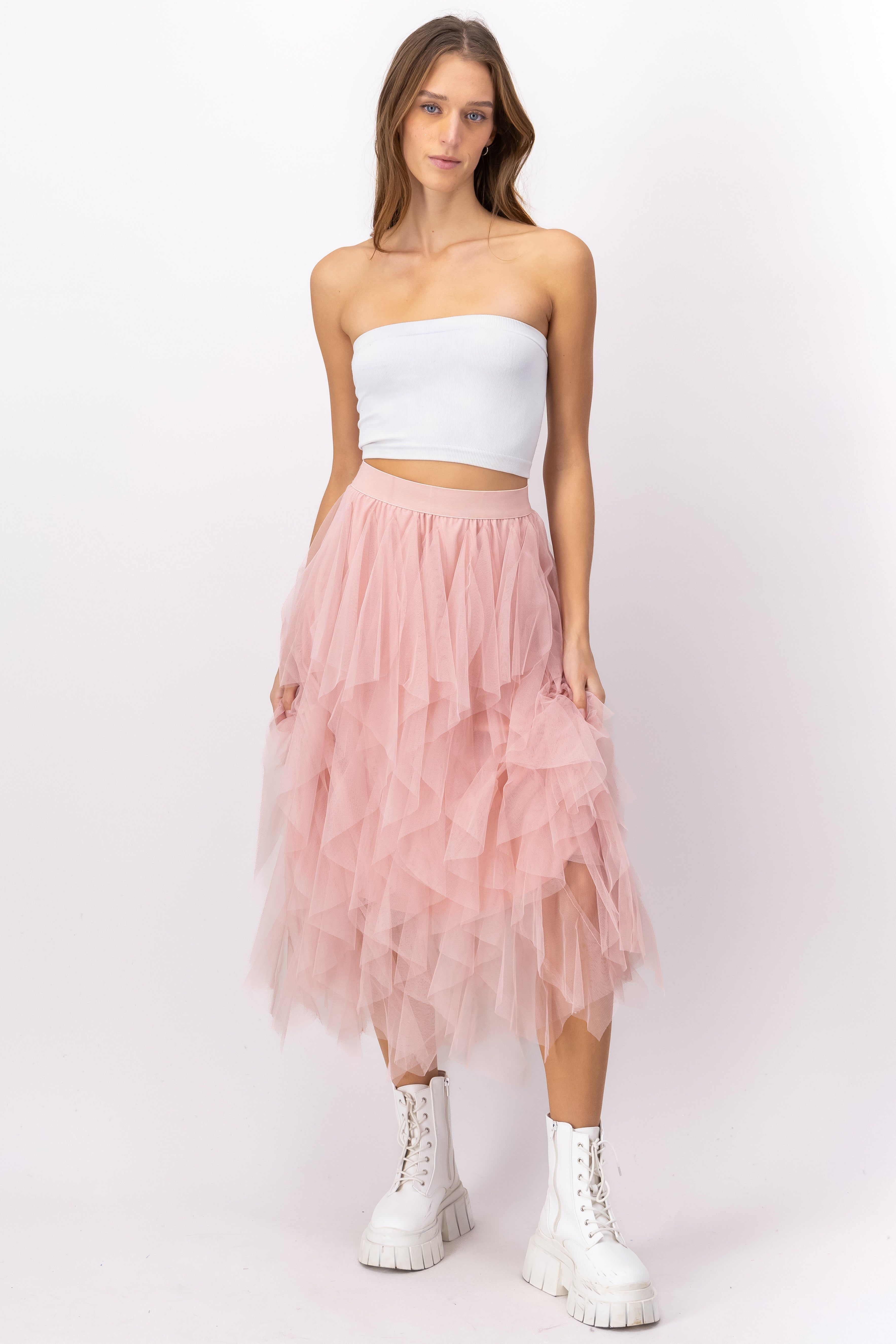 Falda maxi tul ondas sold by Shasa