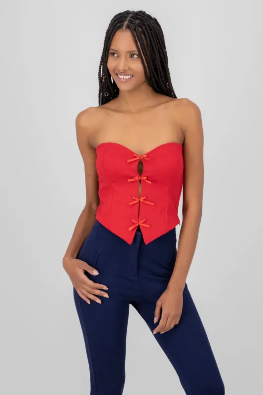 Top strapless detalle moños sold by Shasa