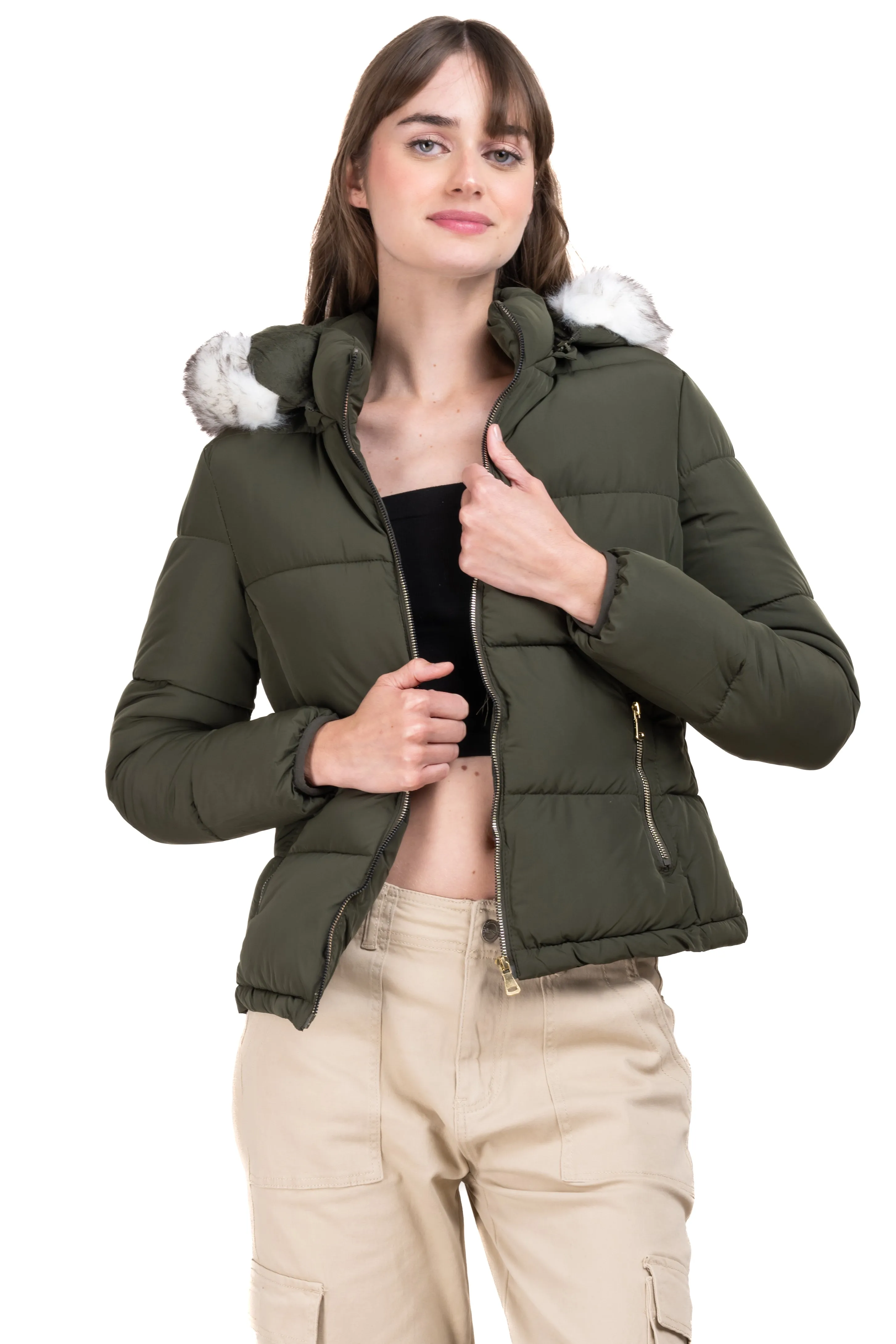 Chamarra capitonada gorro peluche sold by Shasa