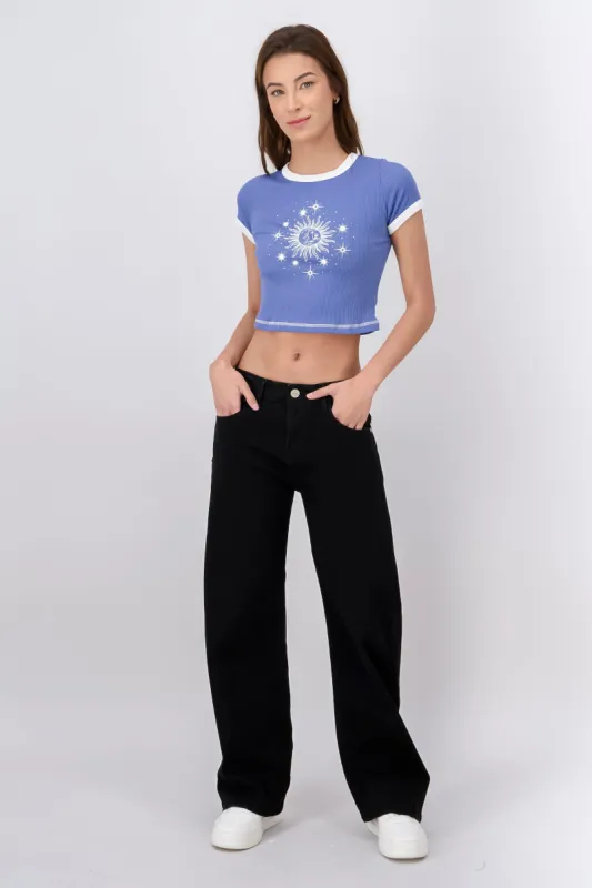 Jeans straight efecto desgastado sold by Shasa