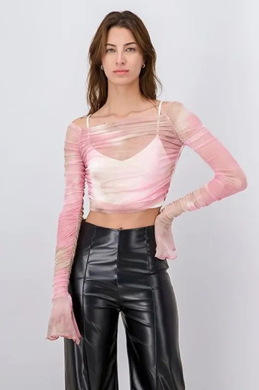 Top mesh manga larga tie dye sold by Shasa