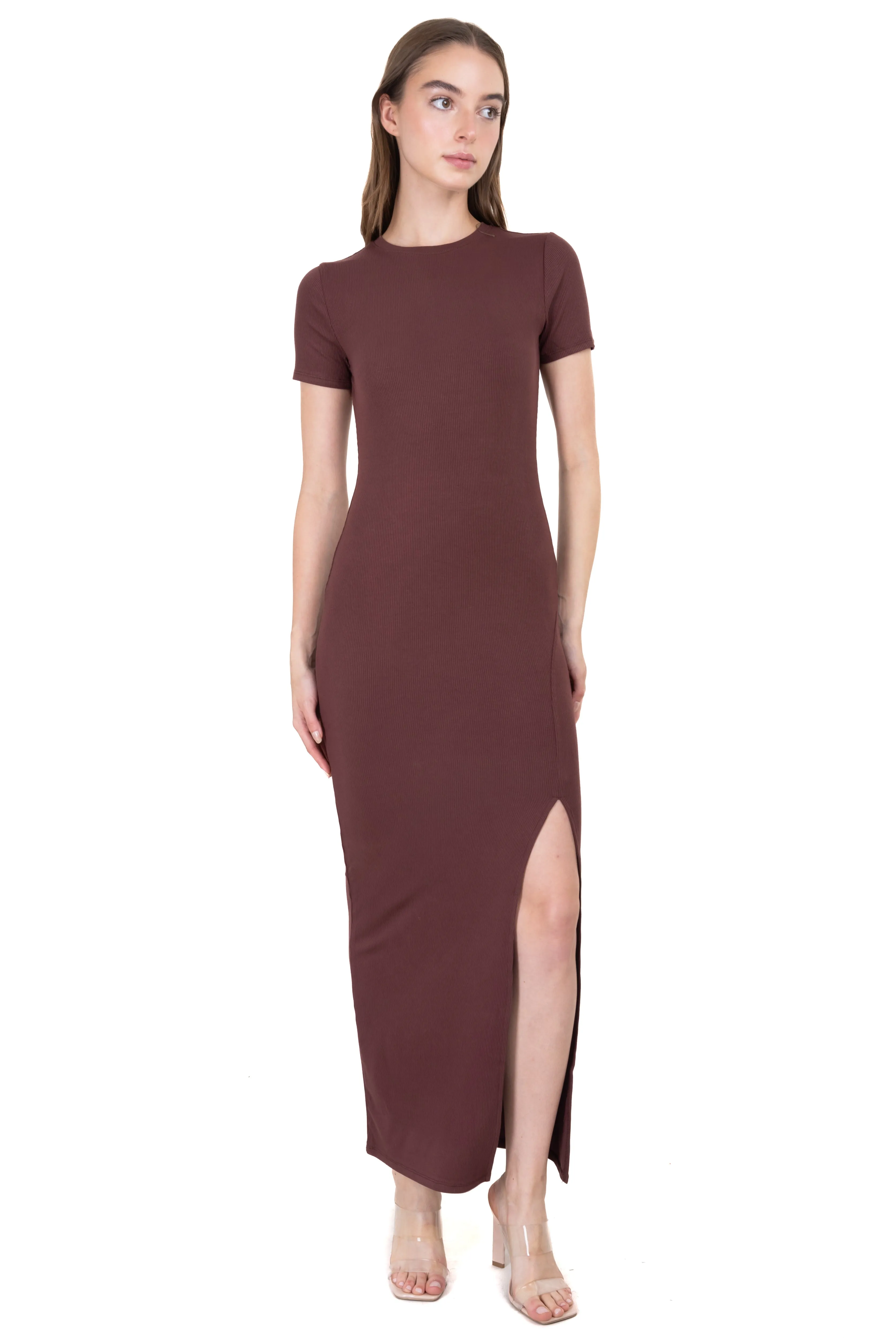 Vestido Maxi Manga Corta Abertura sold by Shasa