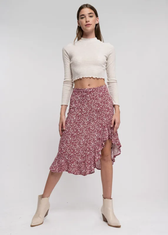 Falda midi olanes asimétrico sold by Shasa