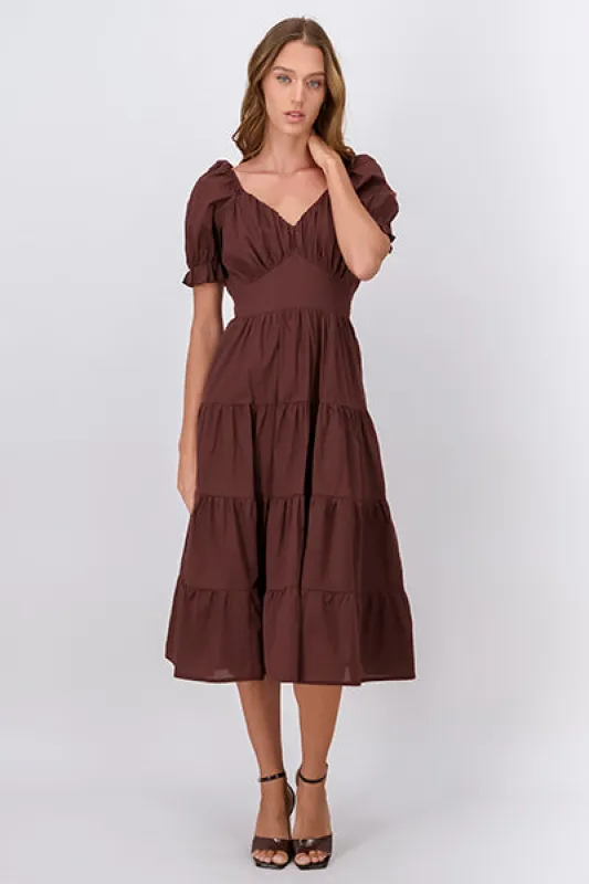 Vestido midi manga corta abullonada sold by Shasa