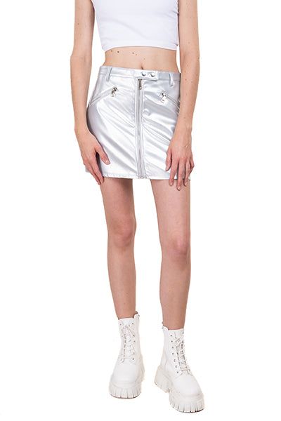 Falda mini metálica cierres sold by Shasa