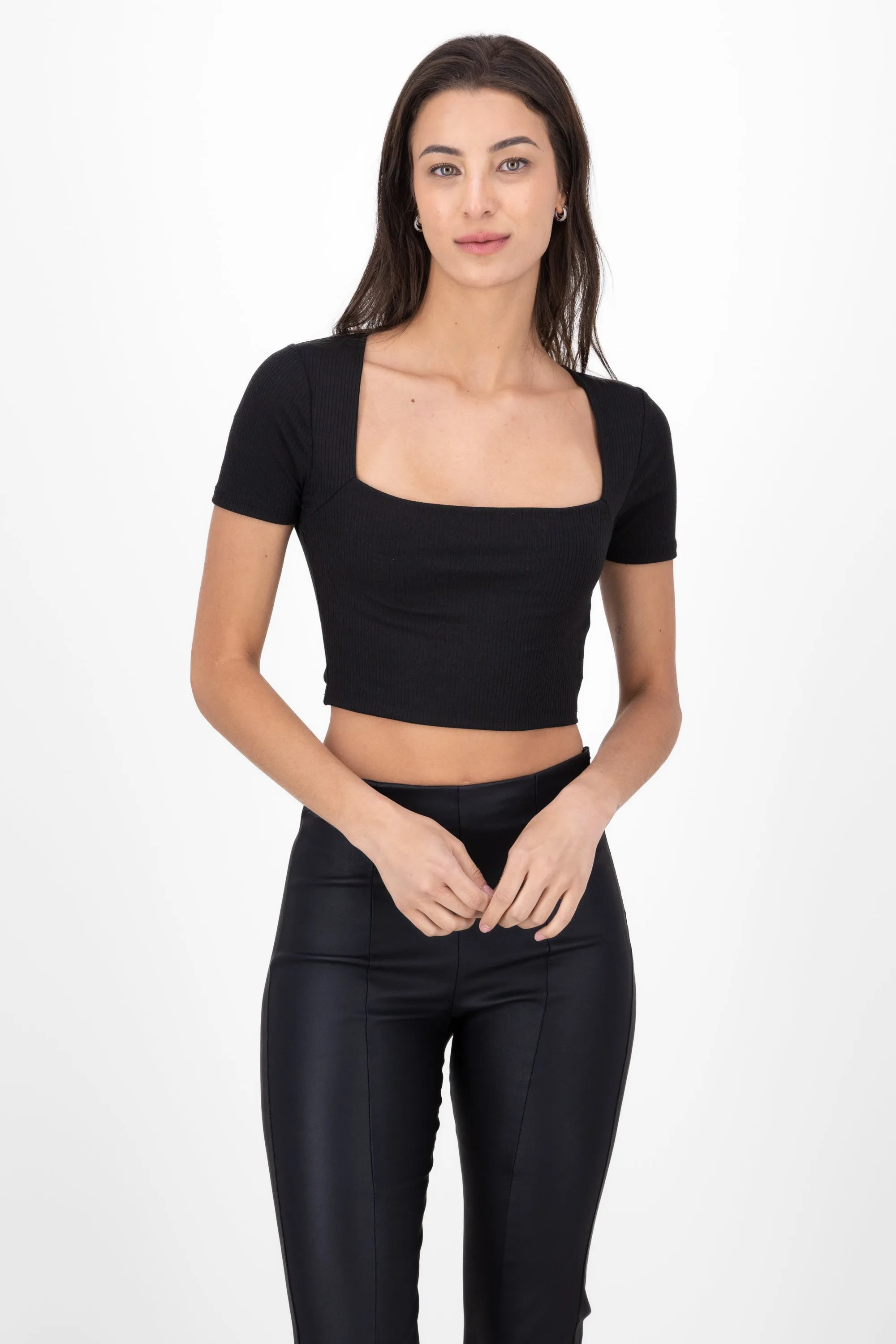Top De Mnaga Corta De Rib Cropped sold by Shasa product image thumbnail 2