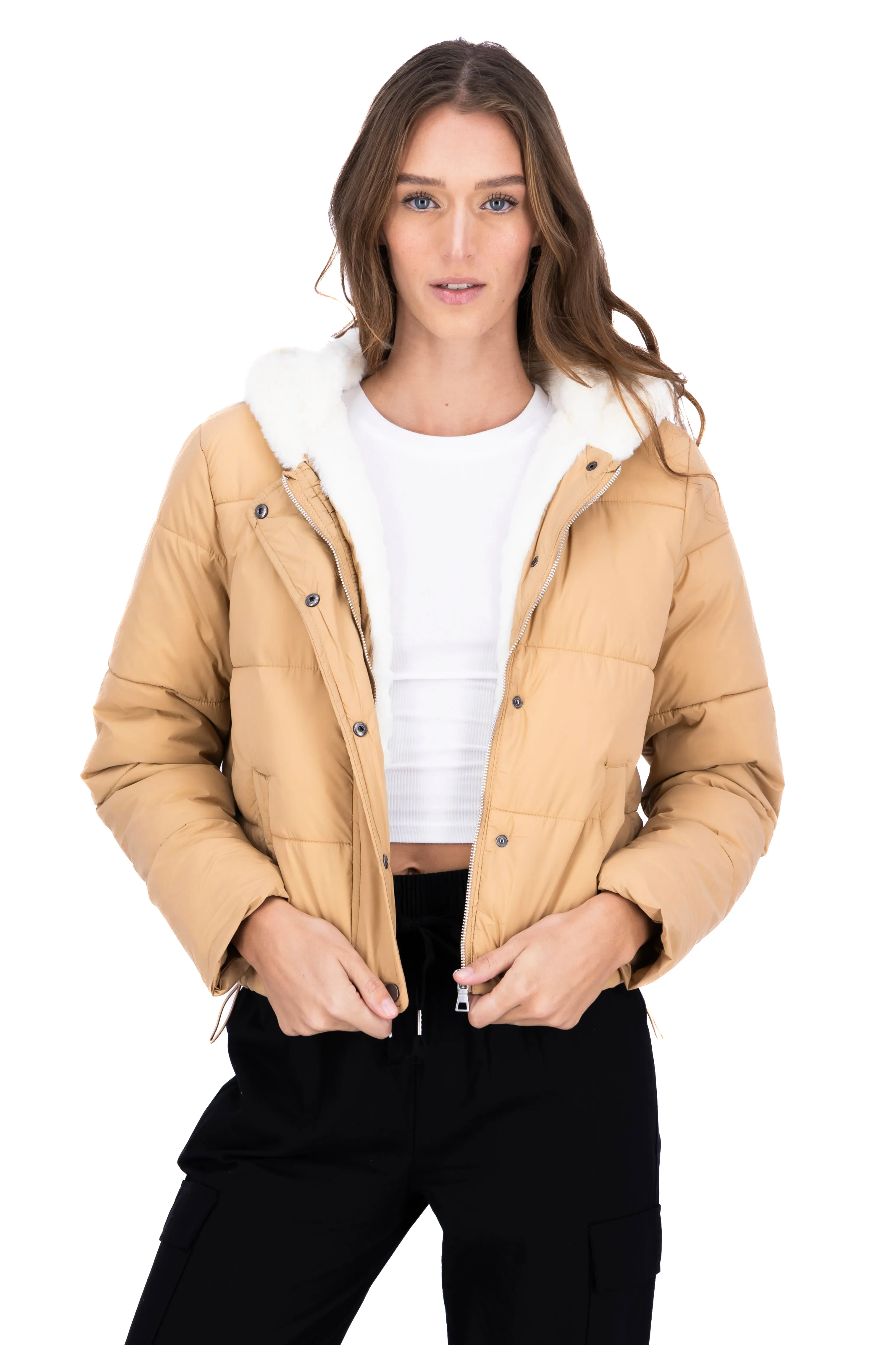 Chamarra puffer gorrito peluche sold by Shasa