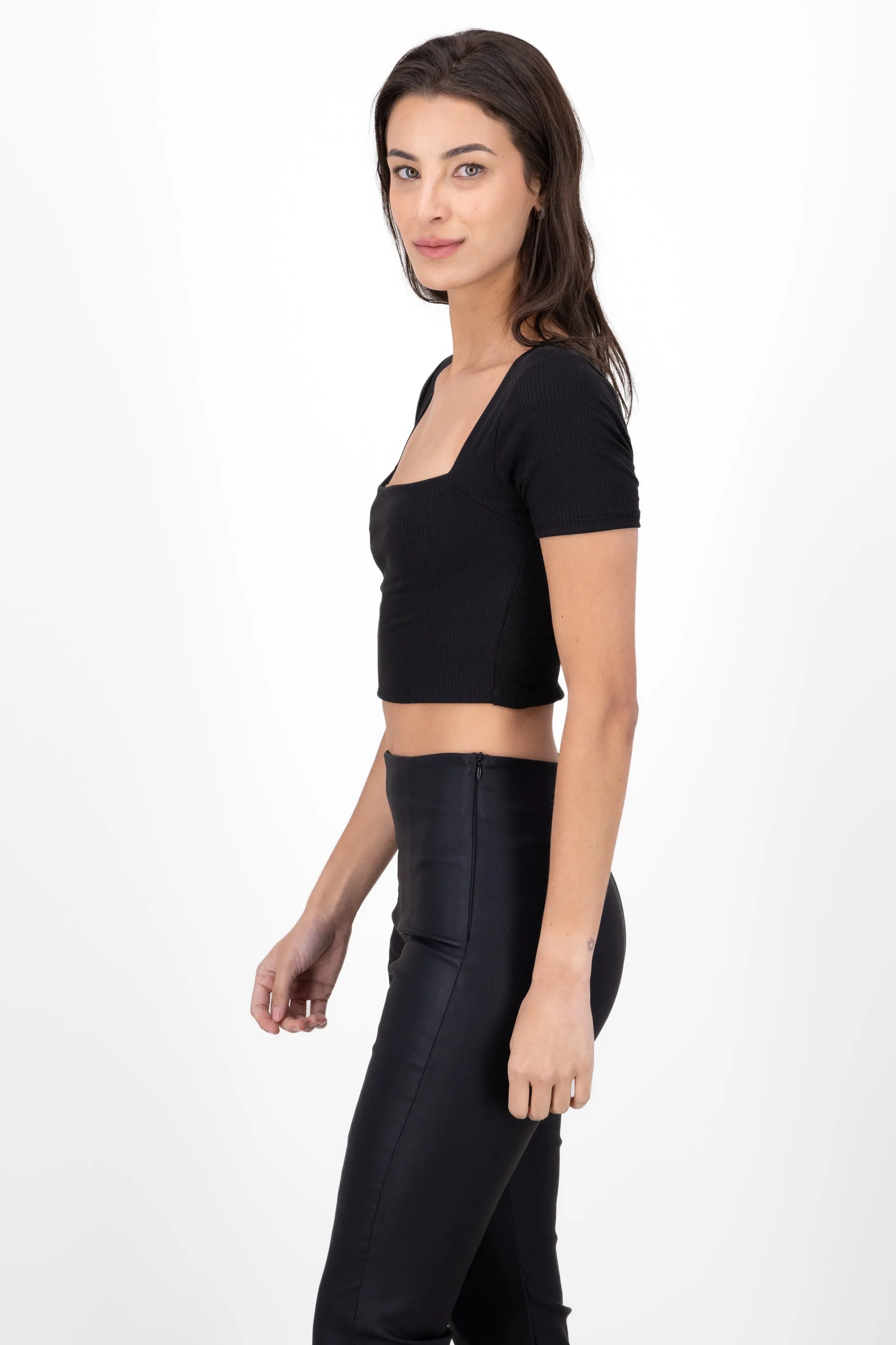 Top De Mnaga Corta De Rib Cropped sold by Shasa product image thumbnail 3