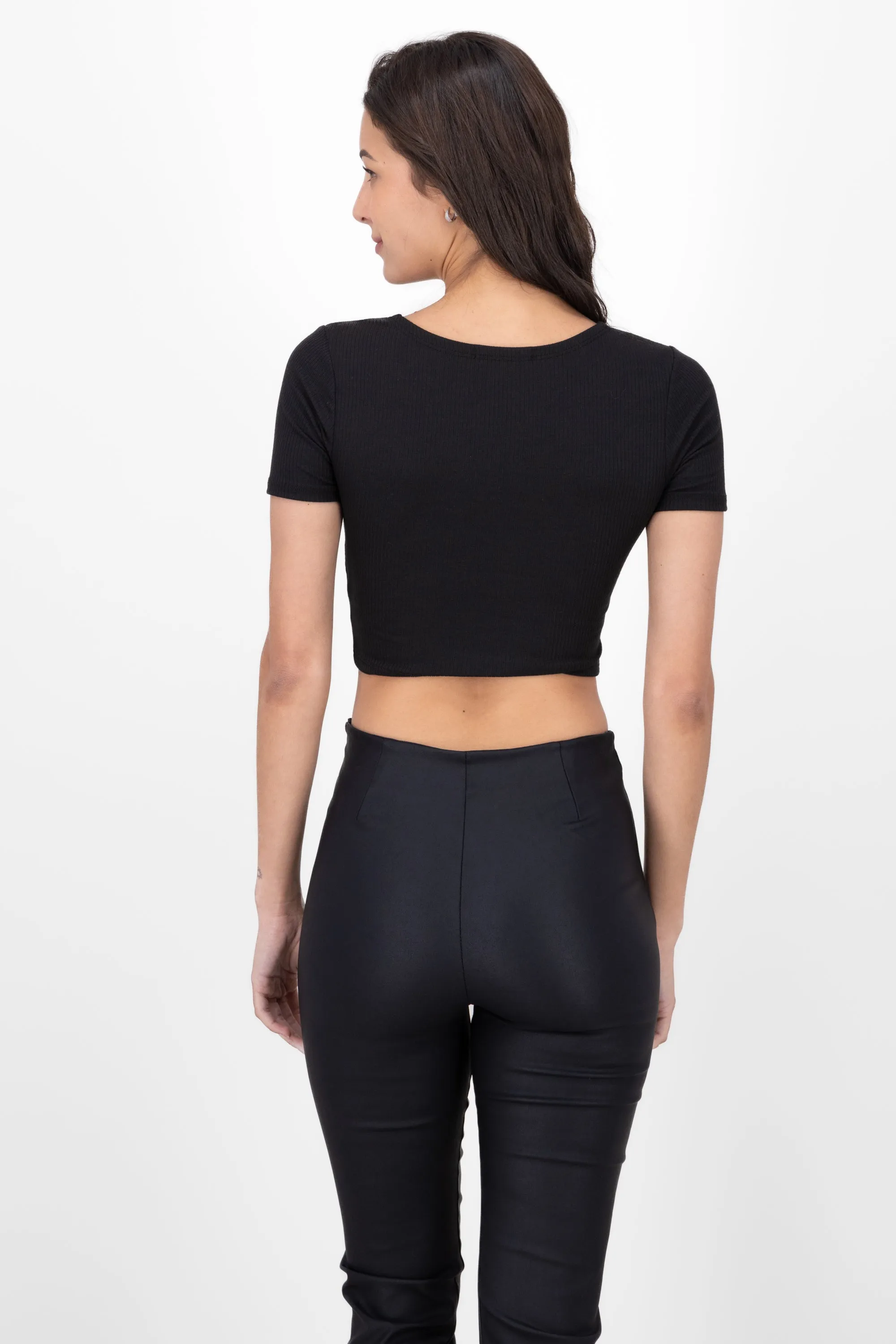 Top De Mnaga Corta De Rib Cropped sold by Shasa product image thumbnail 4