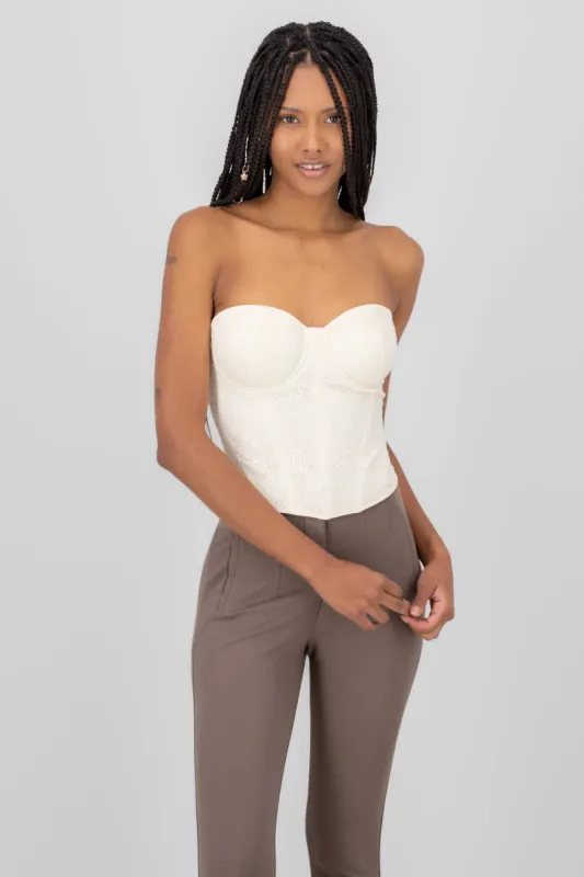Blusa corset strapless encaje con copas sold by Shasa