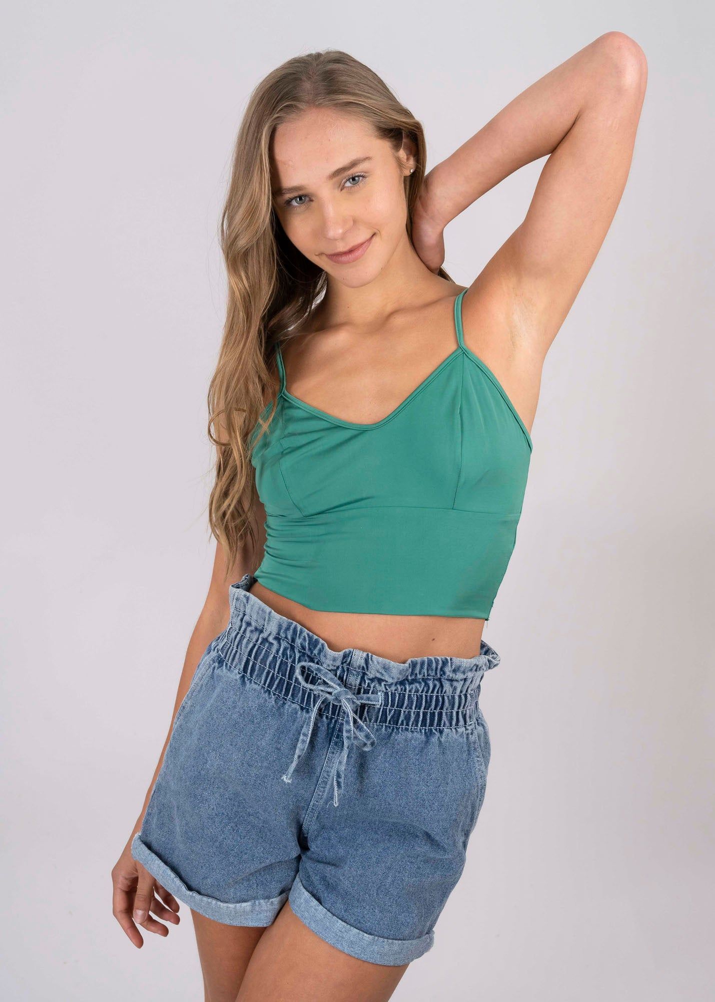 Top crop cutout fruncido sold by Shasa