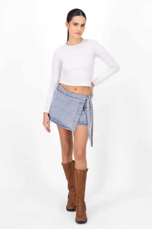 Falda mini denim lavado sold by Shasa