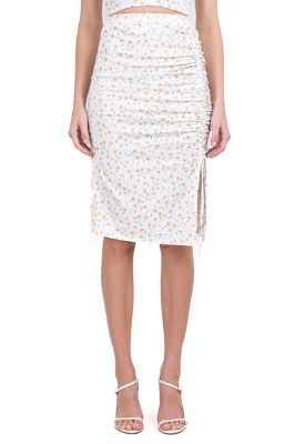 Falda midi fruncido flores sold by Shasa