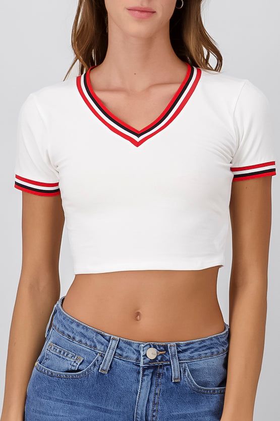 Playera cropped detalle cuello rayas sold by Shasa product image thumbnail 5