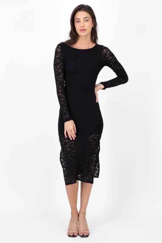 Vestido Maxi Espalda Abierta De Encaje sold by Shasa