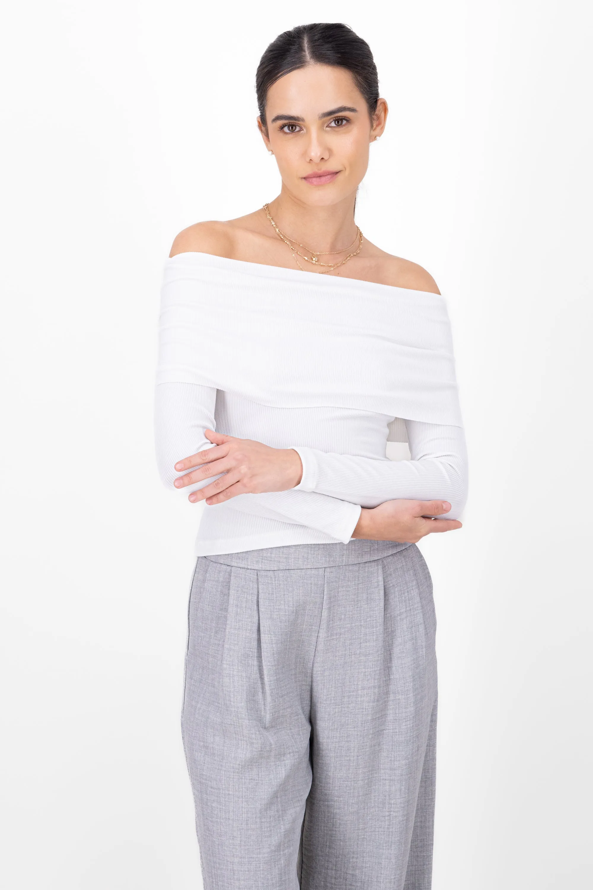 Top rib off shoulder sold by Shasa