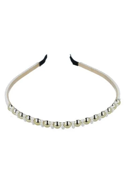 Diadema metálica delgada perlas sold by Shasa