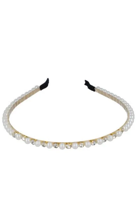Diadema metálica delgada perlas sold by Shasa