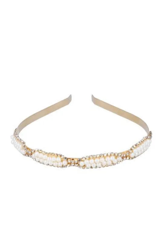 Diadema metálica delgada perlas sold by Shasa