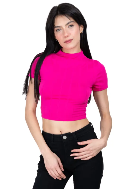 Top rib con cuello altoy manga corta sold by Shasa