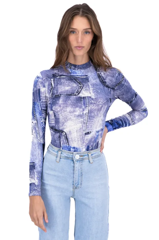 Bodysuit estampado denim sold by Shasa