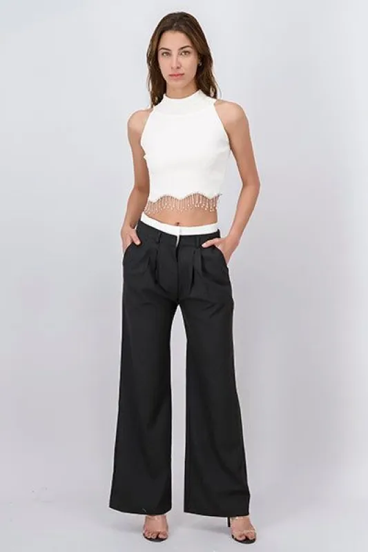 Pantalón sastre pretina elástica sold by Shasa