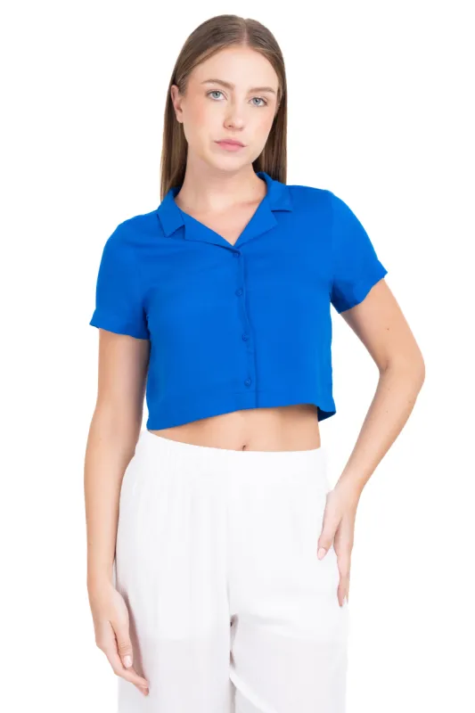 Camisa crop lisa manga cortqa sold by Shasa