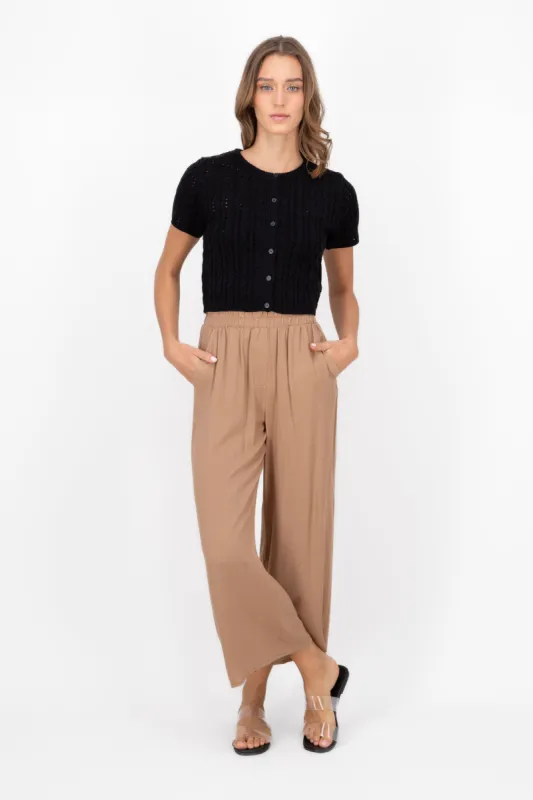 Pantalón Wide Leg Cintura Alta Fruncida sold by Shasa