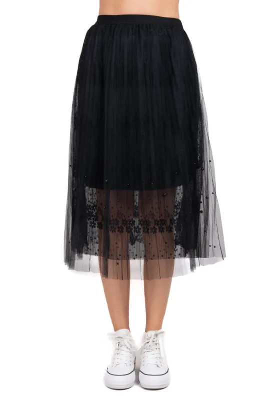 Falda midi plisado mesh sold by Shasa