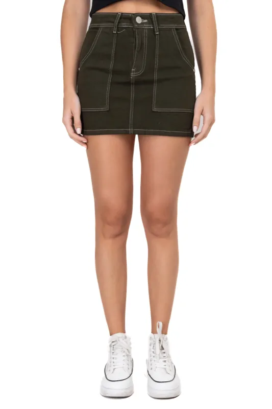 Falda mini denim bolsillos made by Shasa